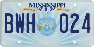 MS license plate BWH024