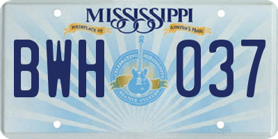 MS license plate BWH037