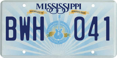 MS license plate BWH041