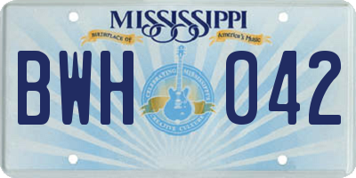 MS license plate BWH042