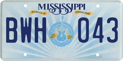 MS license plate BWH043