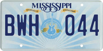 MS license plate BWH044