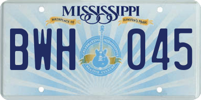 MS license plate BWH045