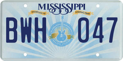 MS license plate BWH047
