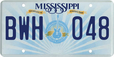 MS license plate BWH048