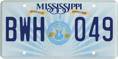 MS license plate BWH049
