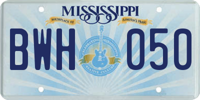 MS license plate BWH050
