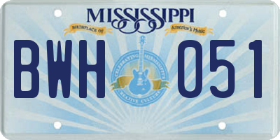MS license plate BWH051