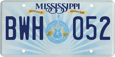 MS license plate BWH052