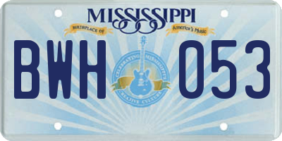 MS license plate BWH053