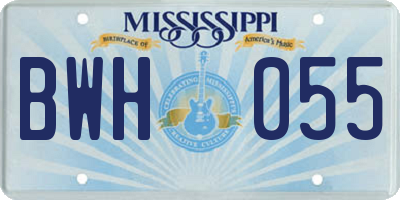 MS license plate BWH055