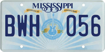MS license plate BWH056