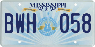 MS license plate BWH058