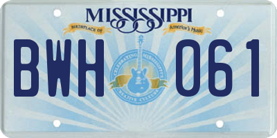 MS license plate BWH061