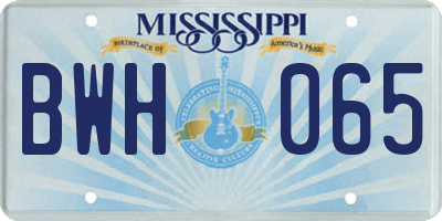 MS license plate BWH065