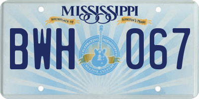 MS license plate BWH067