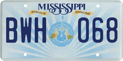 MS license plate BWH068