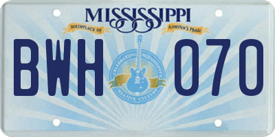 MS license plate BWH070