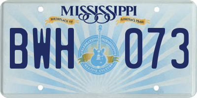 MS license plate BWH073