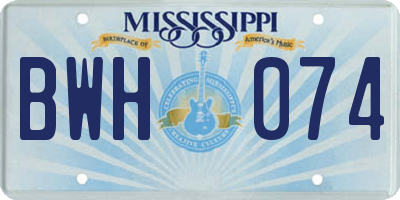 MS license plate BWH074