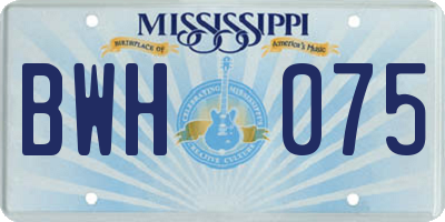 MS license plate BWH075