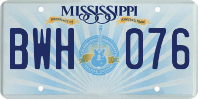 MS license plate BWH076