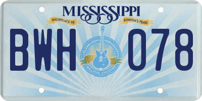 MS license plate BWH078