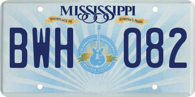 MS license plate BWH082