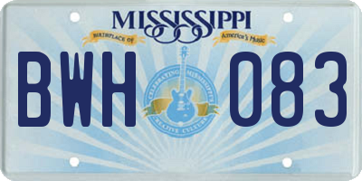 MS license plate BWH083