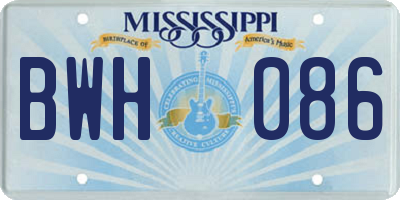 MS license plate BWH086