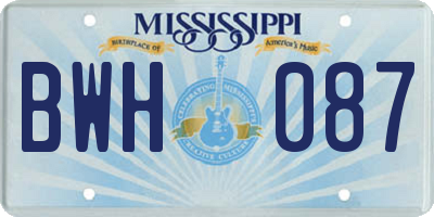 MS license plate BWH087