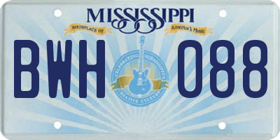 MS license plate BWH088