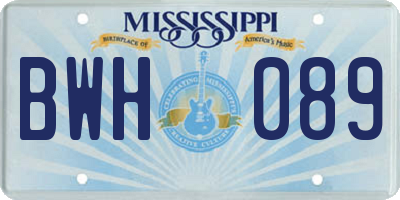 MS license plate BWH089