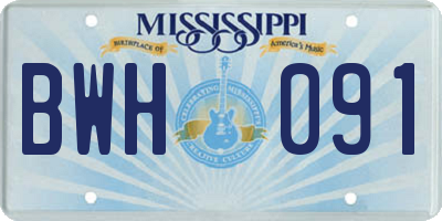 MS license plate BWH091