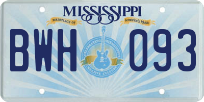 MS license plate BWH093