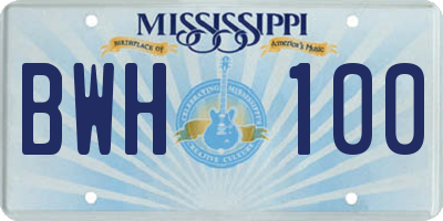 MS license plate BWH100