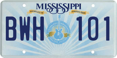 MS license plate BWH101