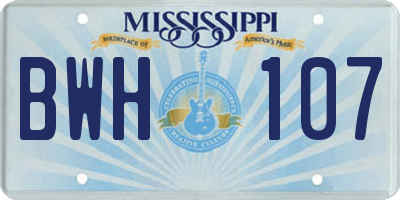 MS license plate BWH107