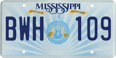 MS license plate BWH109