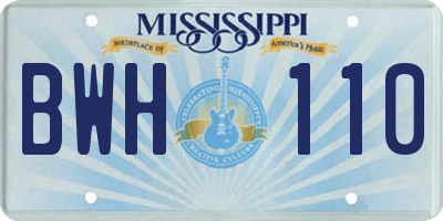 MS license plate BWH110