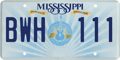 MS license plate BWH111