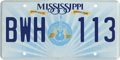 MS license plate BWH113
