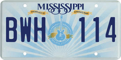 MS license plate BWH114