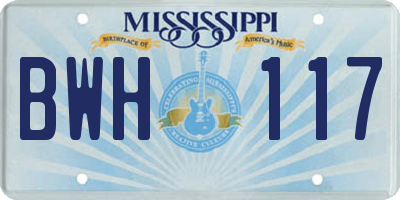 MS license plate BWH117