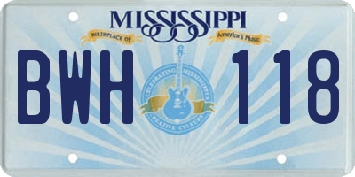 MS license plate BWH118