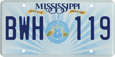 MS license plate BWH119