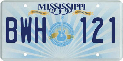 MS license plate BWH121