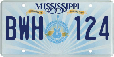 MS license plate BWH124