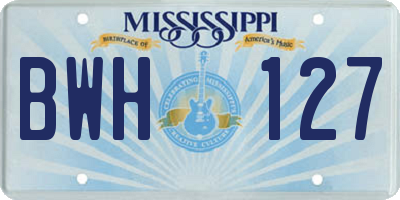 MS license plate BWH127