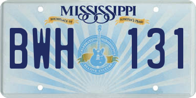 MS license plate BWH131